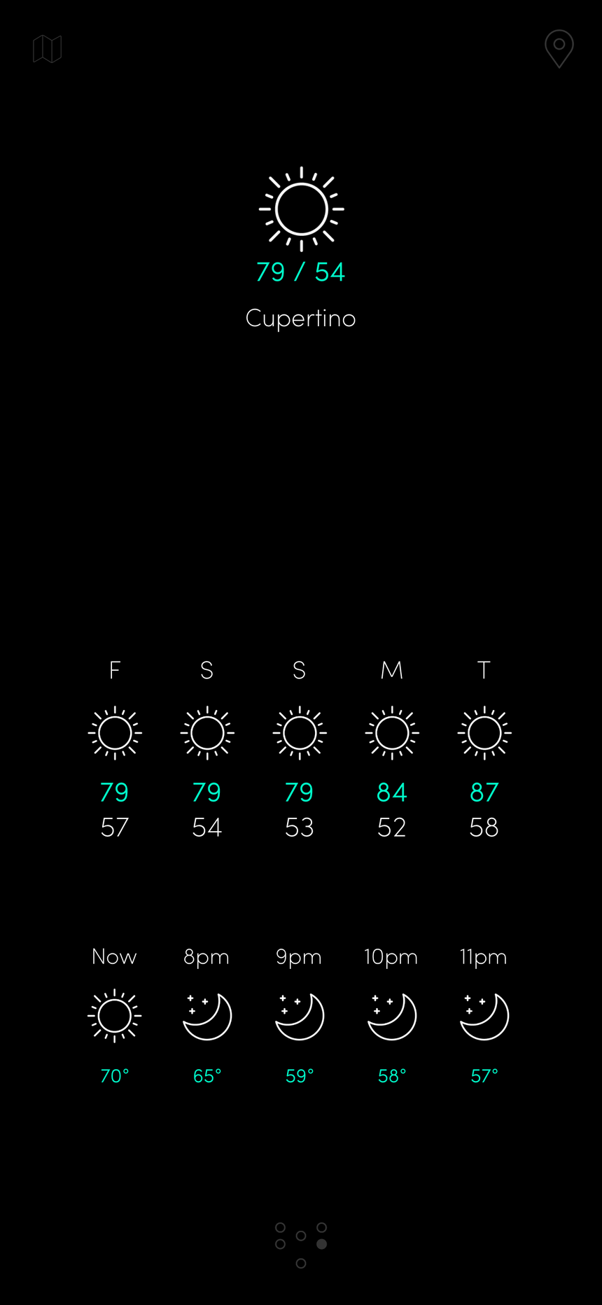 RANE° five-day and hourly forecast for Cupertino