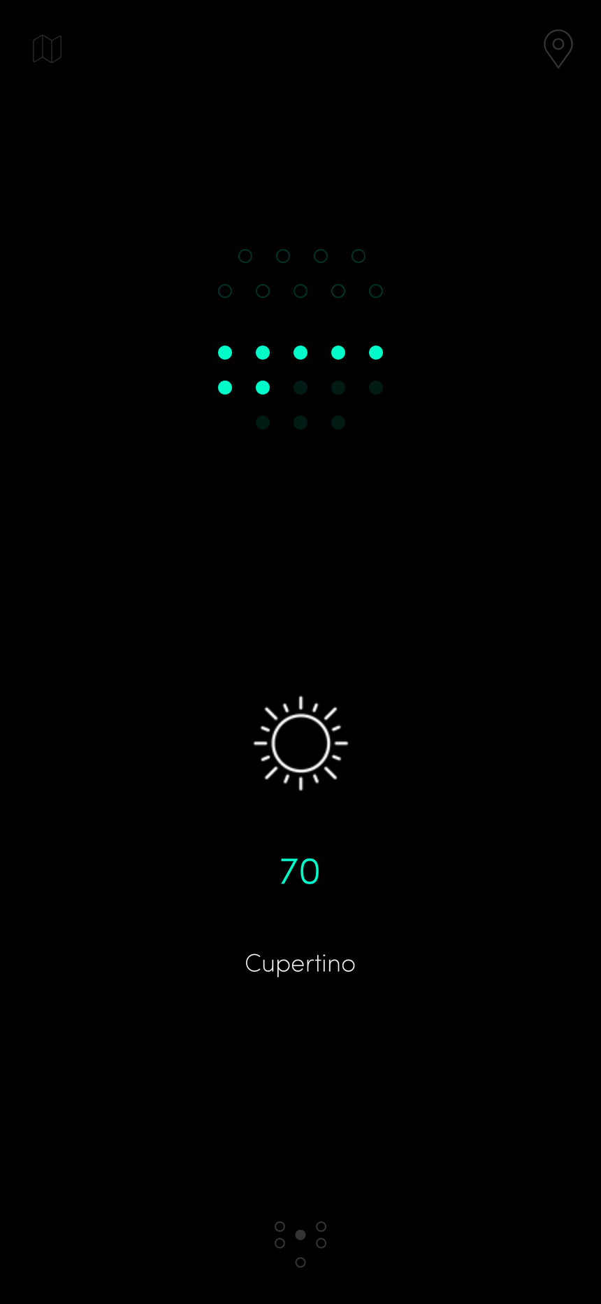 RANE° showing 70° and sunny in Cupertino